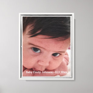newborn baby girl photo classic typography canvas print