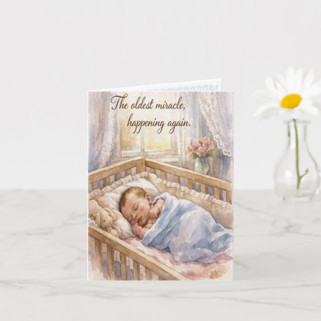 Newborn Baby Personalized Congratulations Card (Small Plant)