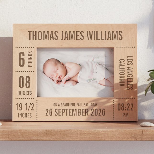Newborn Baby Photo Frame Engraved Birth Stats (Creator Uploaded)