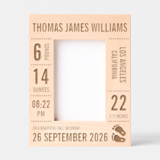 Newborn Baby Photo Frame Engraved Birth Stats