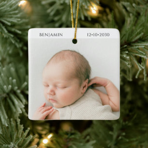 Newborn Baby Photo Keepsake Ceramic Ornament