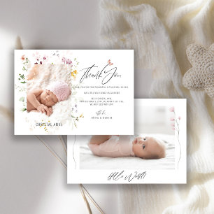 Newborn Baby Shower Girl Thank You Photo Birth   Announcement