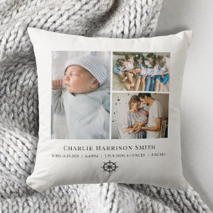 Newborn Baby Stats and Photo Cushion