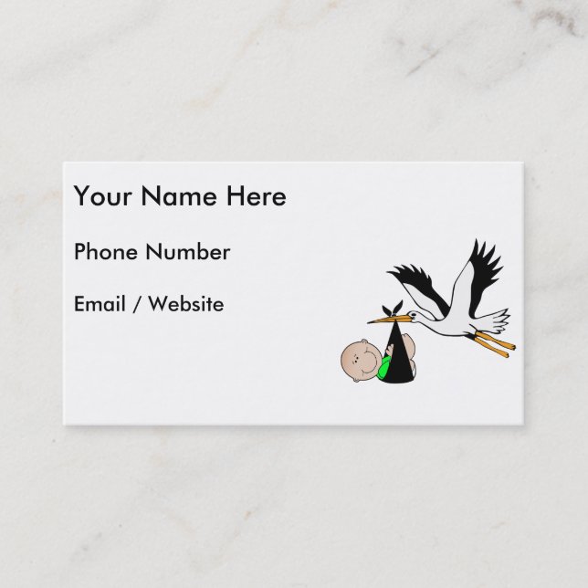 Newborn Baby & Stork Business Card (Front)