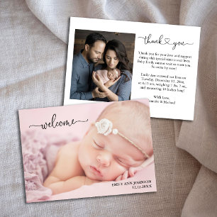 Newborn Baby Welcome with Photo Birth Announcement