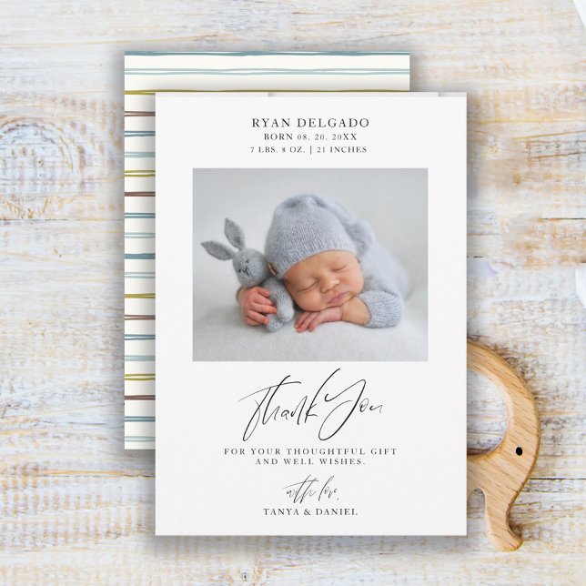 Newborn Birth Announcement Photo Thank You Card (Creator Uploaded)