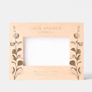 Newborn Birth Details Foliage Personalised Etched Frames