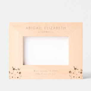 Newborn Birth Details Personalised Floral Etched Frames