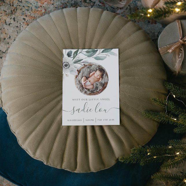 Newborn Birth Stats Photo Announcement Cards  (Creator Uploaded)