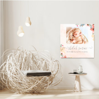 Newborn Birth Stats Photo Canvas