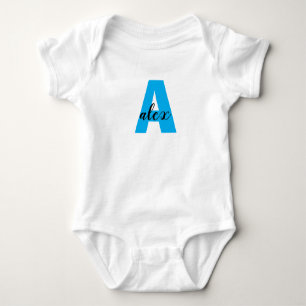newborn blue black custom name text monogram  baby bodysuit