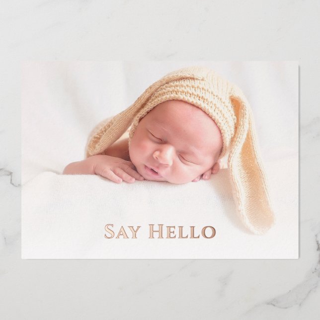 Newborn Custom Photo Cute Simple Hello Baby Birth (Front)