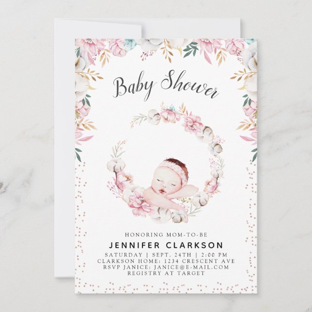 Newborn Floral Baby Shower Invitation (Front)