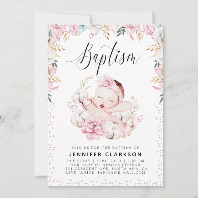 Newborn Floral Baptism Invitation (Front)