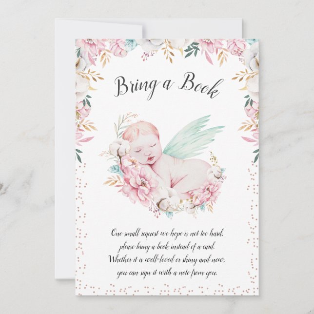 Newborn Floral Bring a Book Invitation (Front)
