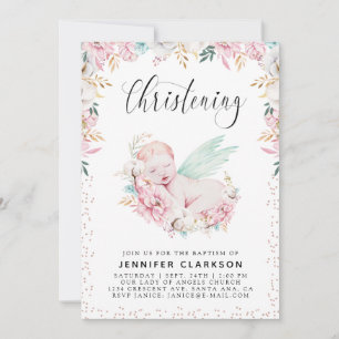 Newborn Floral Christening Invitation