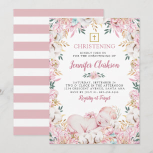 Newborn Floral Christening Invitation