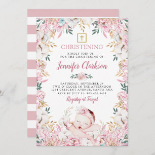 Newborn Floral Christening Invitation