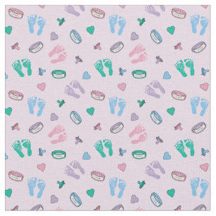 Newborn Footprints Binkies and ID pattern Fabric
