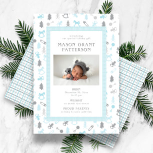 Newborn Holiday Photo Aqua Grey