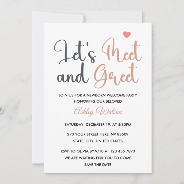 Newborn Meet & Greet Baby Welcome Party Invitation (Front)