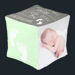 "Newborn Memories" Personalised Baby Boy Pouf Pill<br><div class="desc">Celebrate the magic of a new arrival with our "Newborn Memories" Personalised Pouf Pillow Cube. This delightful pillow cube offers a special way to commemorate baby boy's birth details, creating a gift that family and friends will treasure. Our best-selling design comes in a gentle pastel green and grey palette, customisable...</div>