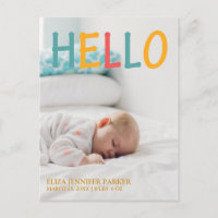 Newborn modern HELLO typography photo baby birth