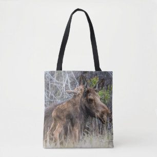 Newborn Moose Calf Nuzzling its Mother Tote Bag