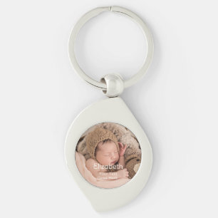 Newborn Name Photo Simple Key Ring