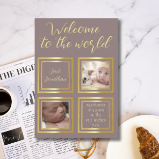 Newborn photo baby girl birth announcement chic
