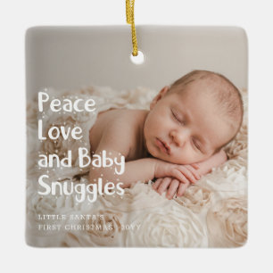 Newborn Photo Baby’s First Christmas Ceramic Ornament