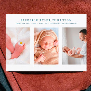 newborn  photo blue collage baby birth announcement