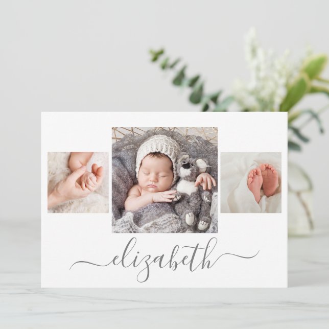 Newborn Photo Collage Birth Announcements (Standing Front)