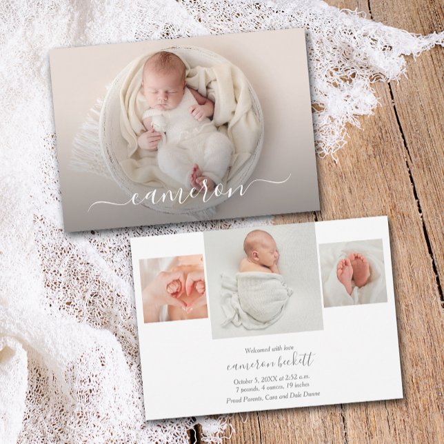 Newborn Photo Collage Birth Announcements (Newborn photo collage birth announcements PRINTED & INSTANT DOWNLOAD)