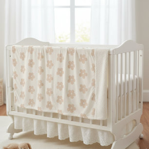 Newborn Photo Prop, Blush Daisy Floral Sherpa Blanket
