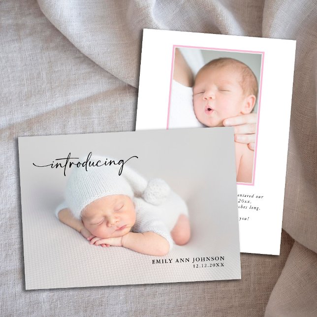 Newborn Pink Baby Girl Photo with Stats  Card (Creator Uploaded)