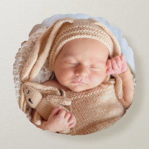 NEWBORN SLEEPING BABY PHOTOGRAPHY Round Pillow