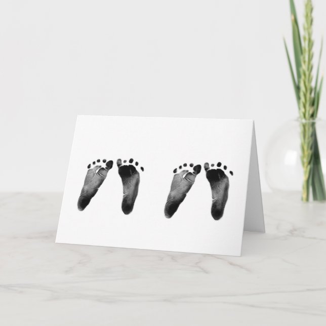 Newborn Twins Footprints  Card (Front)