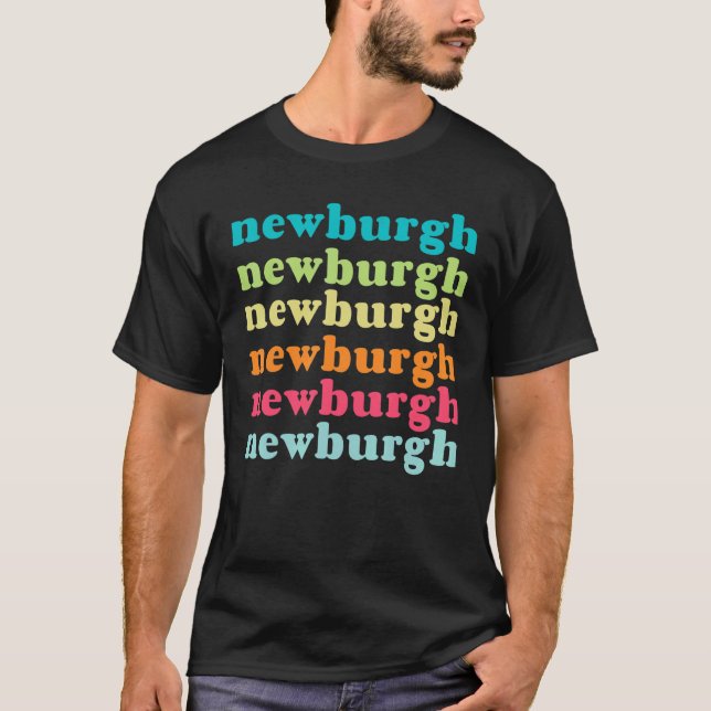 Newburgh New York  NY  Colourful Repeating Text T-Shirt (Front)
