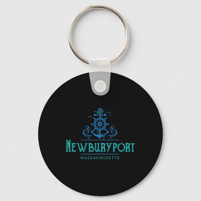 Newburyport Machusetts Nautical Design  Key Ring (Front)