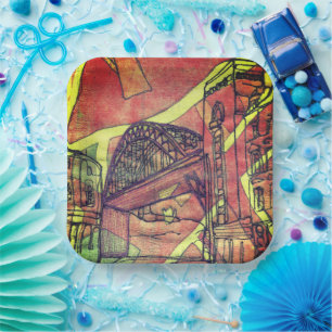 Newcastle bridge paper plate