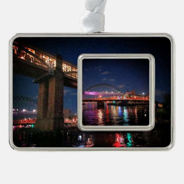 Newcastle bridges silver plated framed ornament (Front)