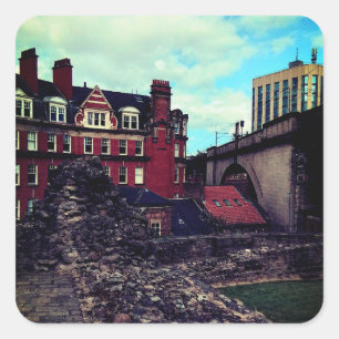 Newcastle buildings square sticker