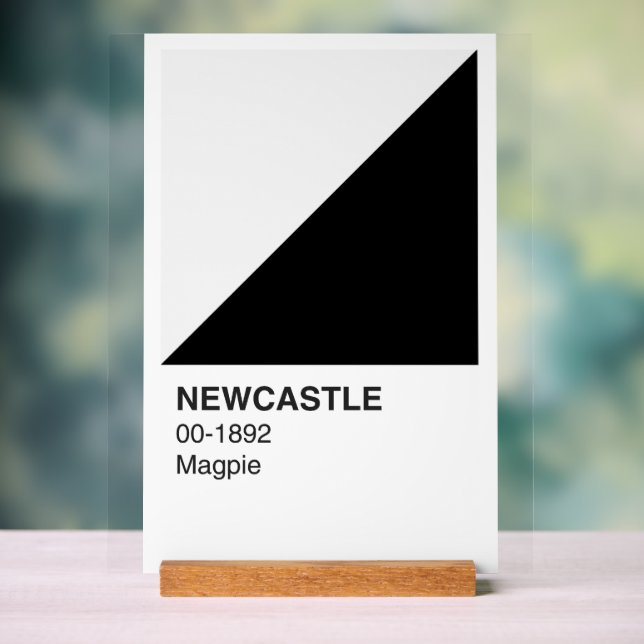 Newcastle Magpie - White Background Acrylic Sign (Neutral)
