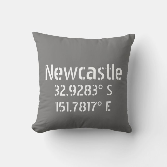 Newcastle NSW Latitude and Longitude Cushion (Front)