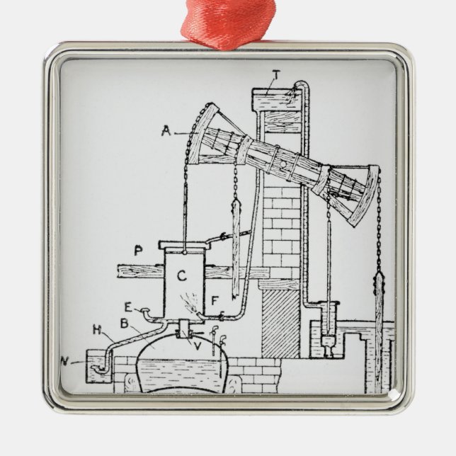 Newcomen's Atmospheric Engine Metal Tree Decoration (Front)