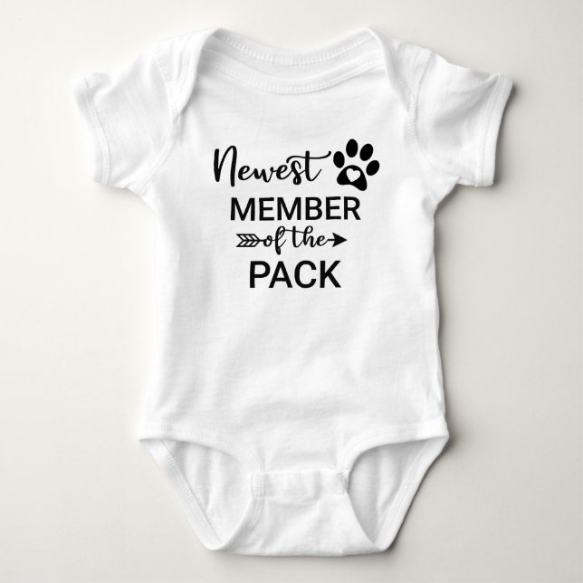 Newest Member of the Pack Pregnancy Announcement Baby Bodysuit (Front)