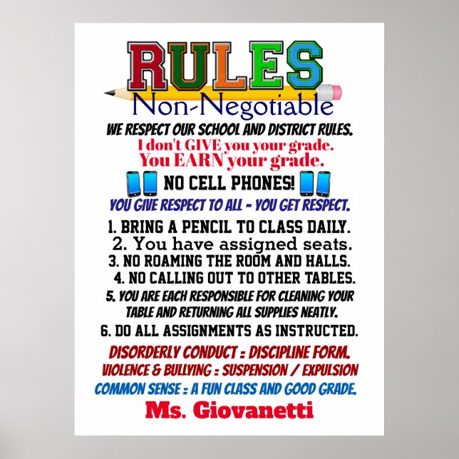 Newest  Version School Teacher's Poster (Front)