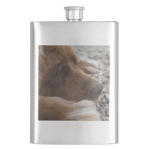 newfie brown laying flat hip flask