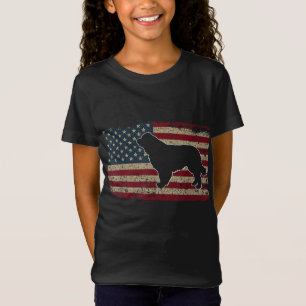 Newfie Dog America Flag Patriotic Dog Lover Gift T-Shirt
